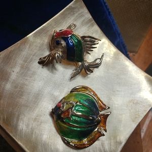 Two Rainbow Fishy Brooches, Liz Claiborne